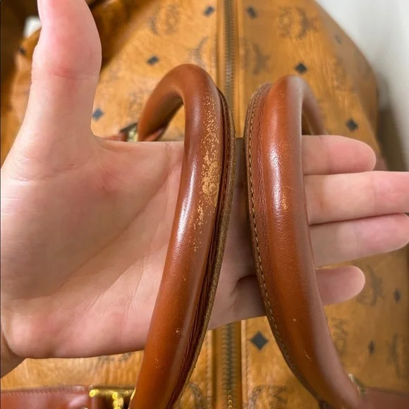 MCM Cognac Visetos Vintage Travel Top Handle Detachable Strap Duffle Bag 21” L - Picture 7 of 17